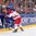 COLOGNE, GERMANY - MAY 14: Denmark's Phillip Bruggisser #2 takes out Sweden's Gabriel Landeskog #92 along the boards during preliminary round action at the 2017 IIHF Ice Hockey World Championship. (Photo by Andre Ringuette/HHOF-IIHF Images)

